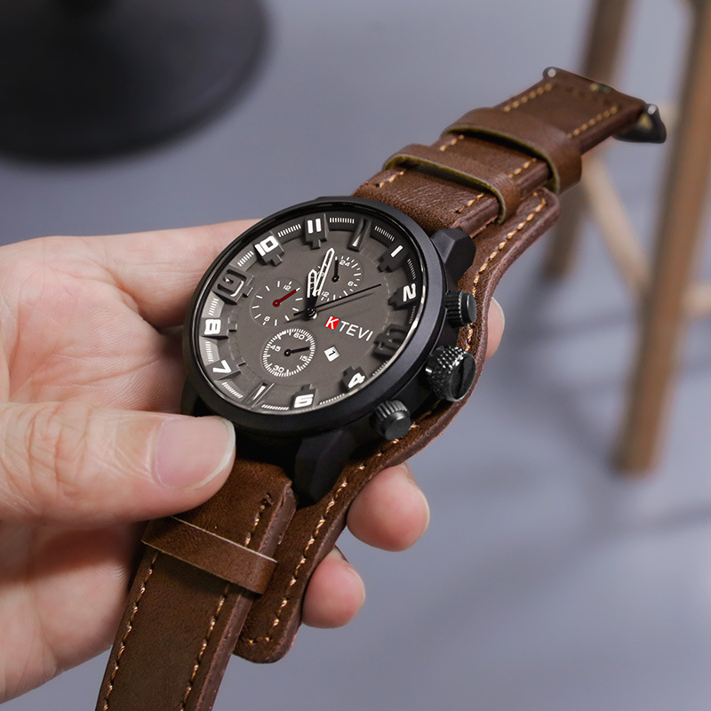 Leather Watch Band Men - Relógios Masculinos Retrô Clássicos de Luxo,