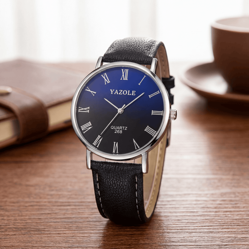 Leather Watch Band Men - Relógios de Quartzo Minimalistas YAZOLE para