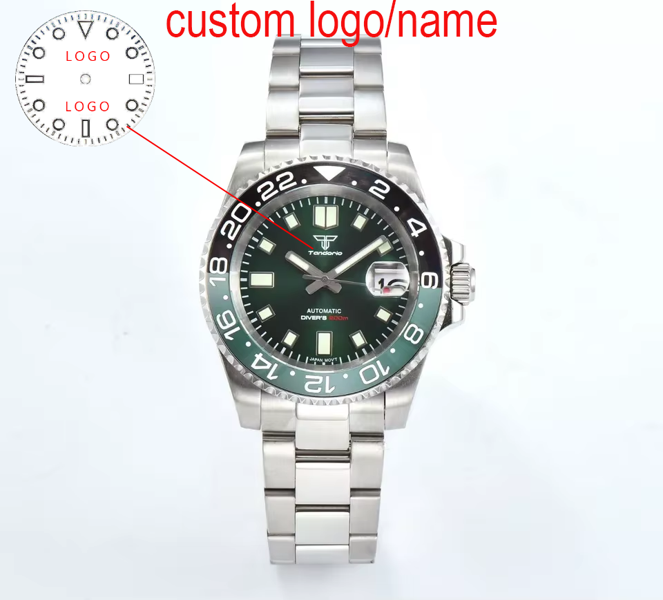 Stainless Bracelet Diver - Personalizado 40mm verde mergulhador relógio masculino