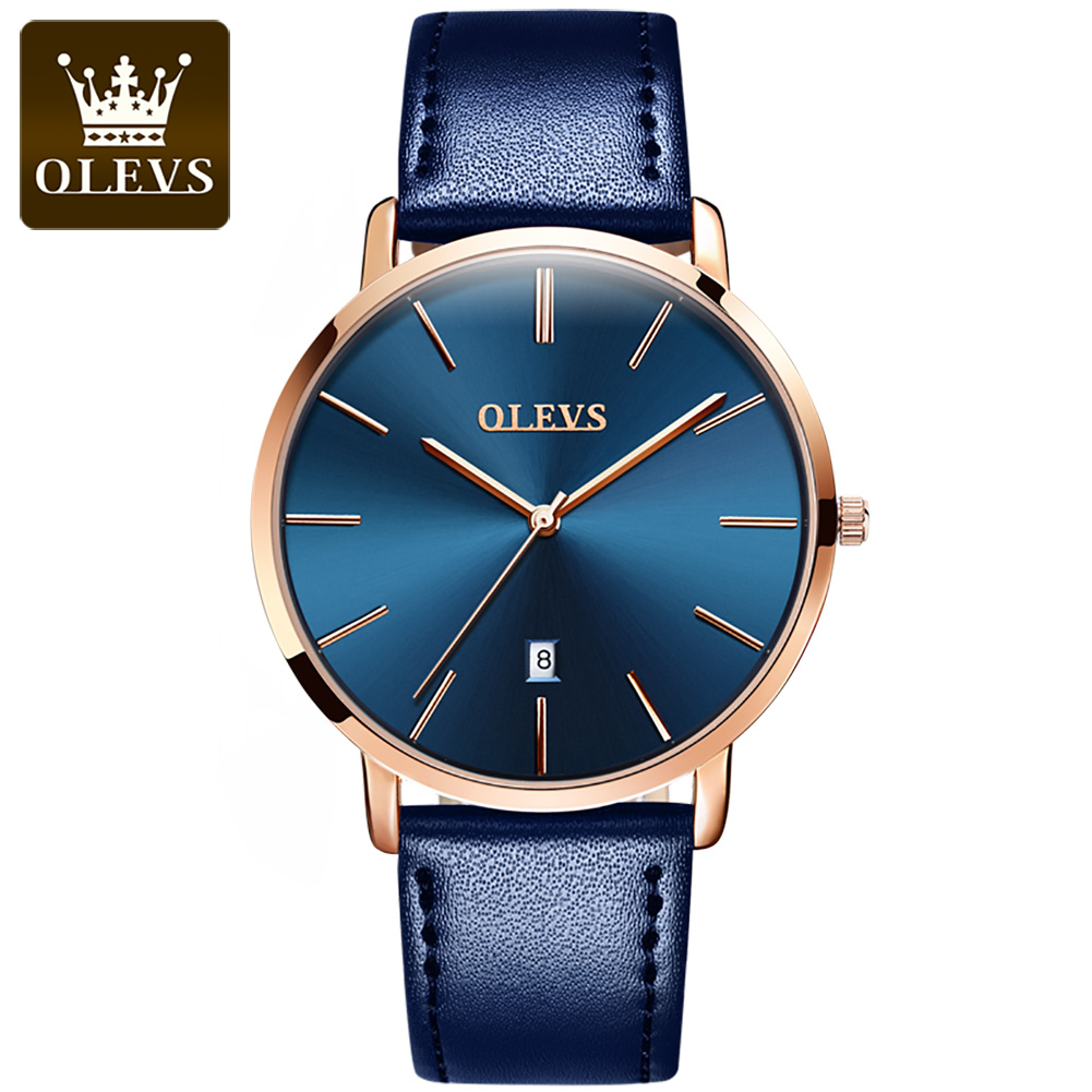 Leather Watch Band Men - Original olevs relógio de quartzo para