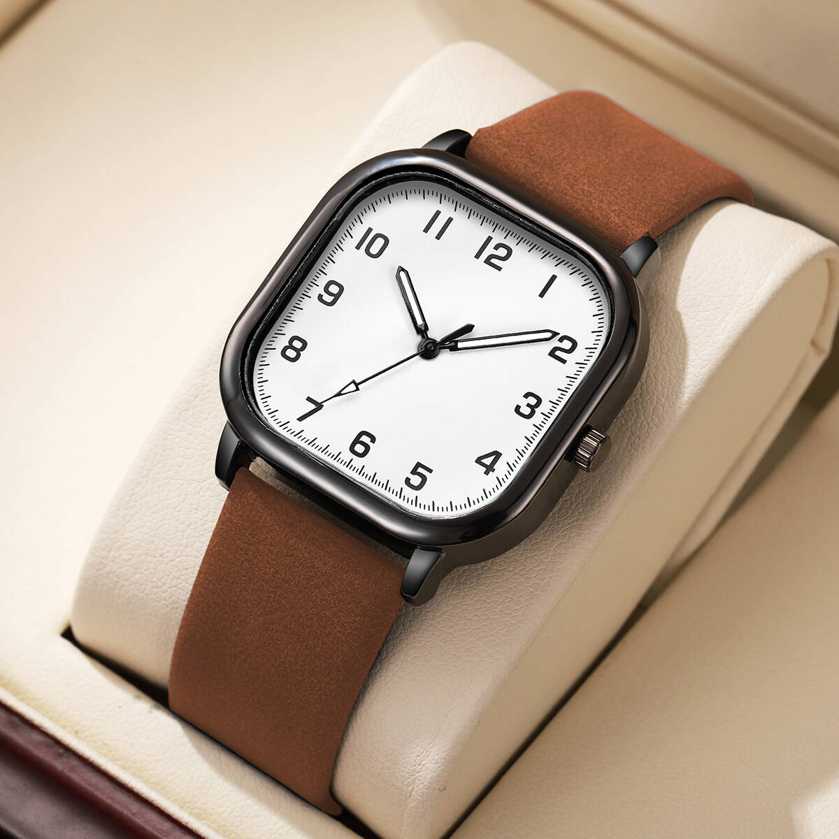 Moda masculina relógios de neg - Leather Watch Band Men avaliação e preço