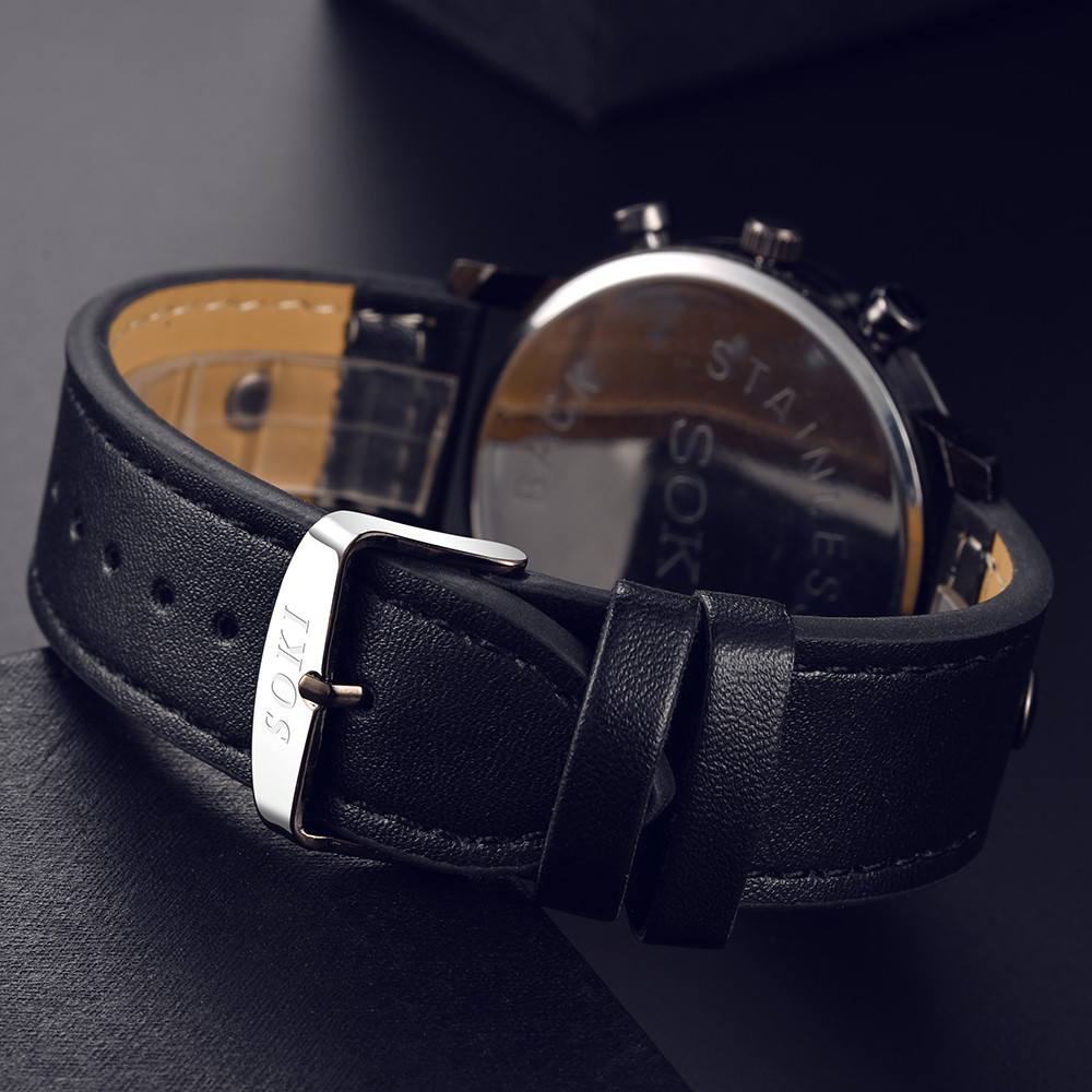 Relógio masculino elegante com - Leather Watch Band Men avaliação e preço