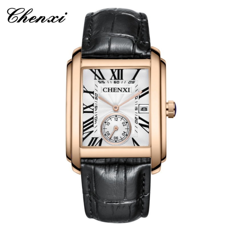 Chenxi 8216 moda clássico quad - Leather Watch Band Men avaliação e preço
