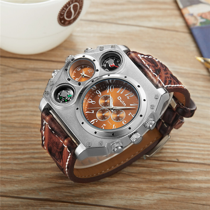 Novo modelo oulm relógio mascu - Leather Watch Band Men avaliação e preço